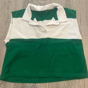 Zara Green and White Muscle Tee
